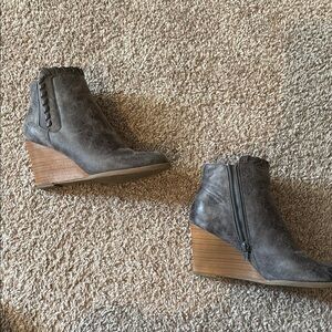 Gray Wedge Ankle Boots